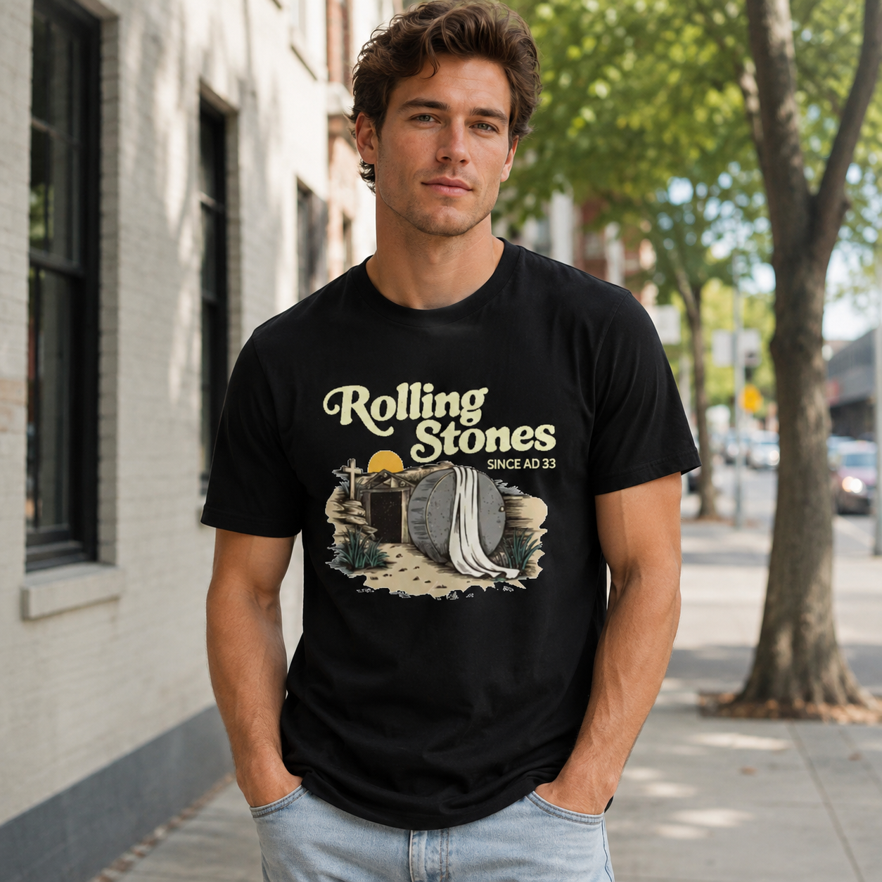 Rolling Stones Since  Ad 33 Pattern Print Crew Neck T-Shirt