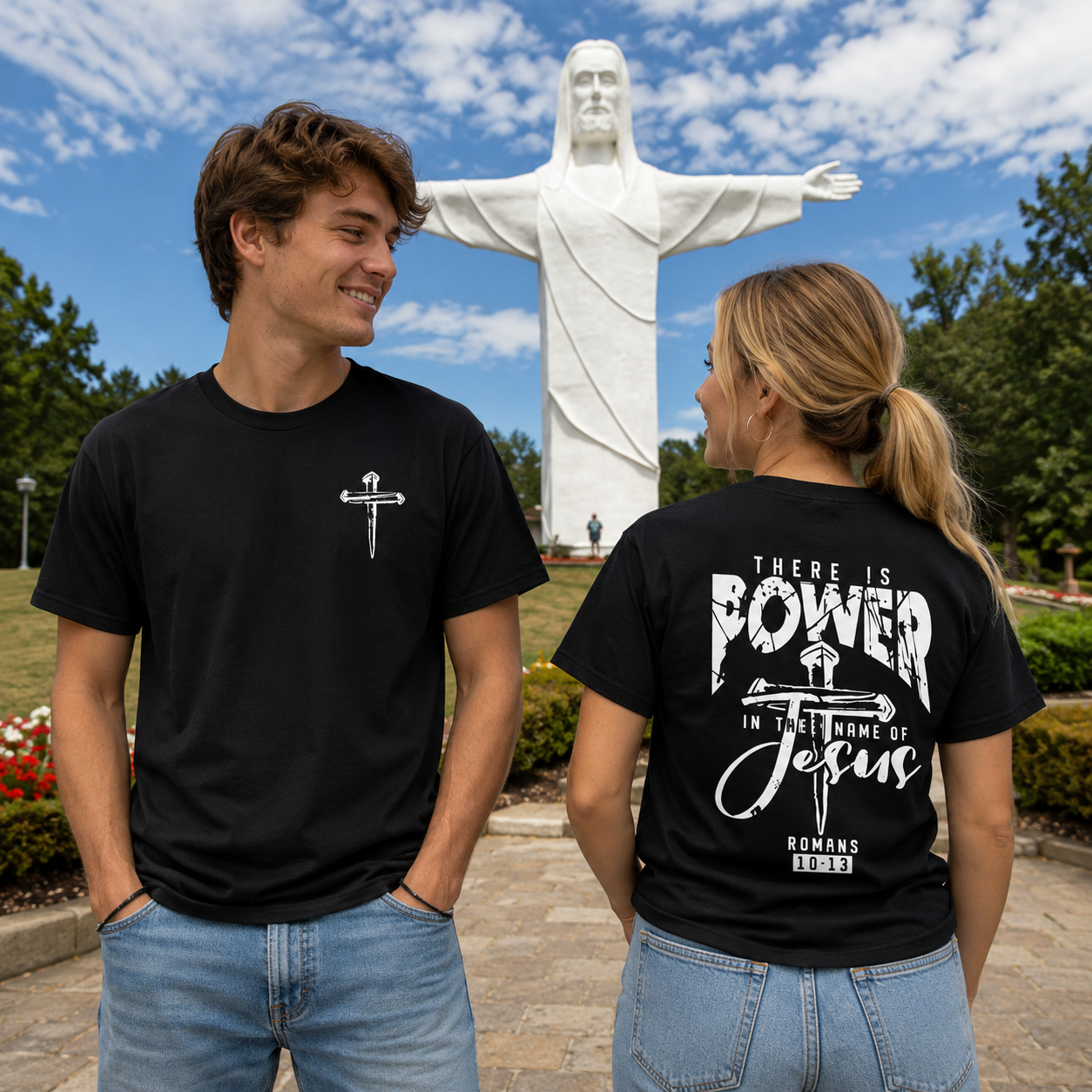 There Is Power In The Name Of Jesus Pattern Print T-Shirt