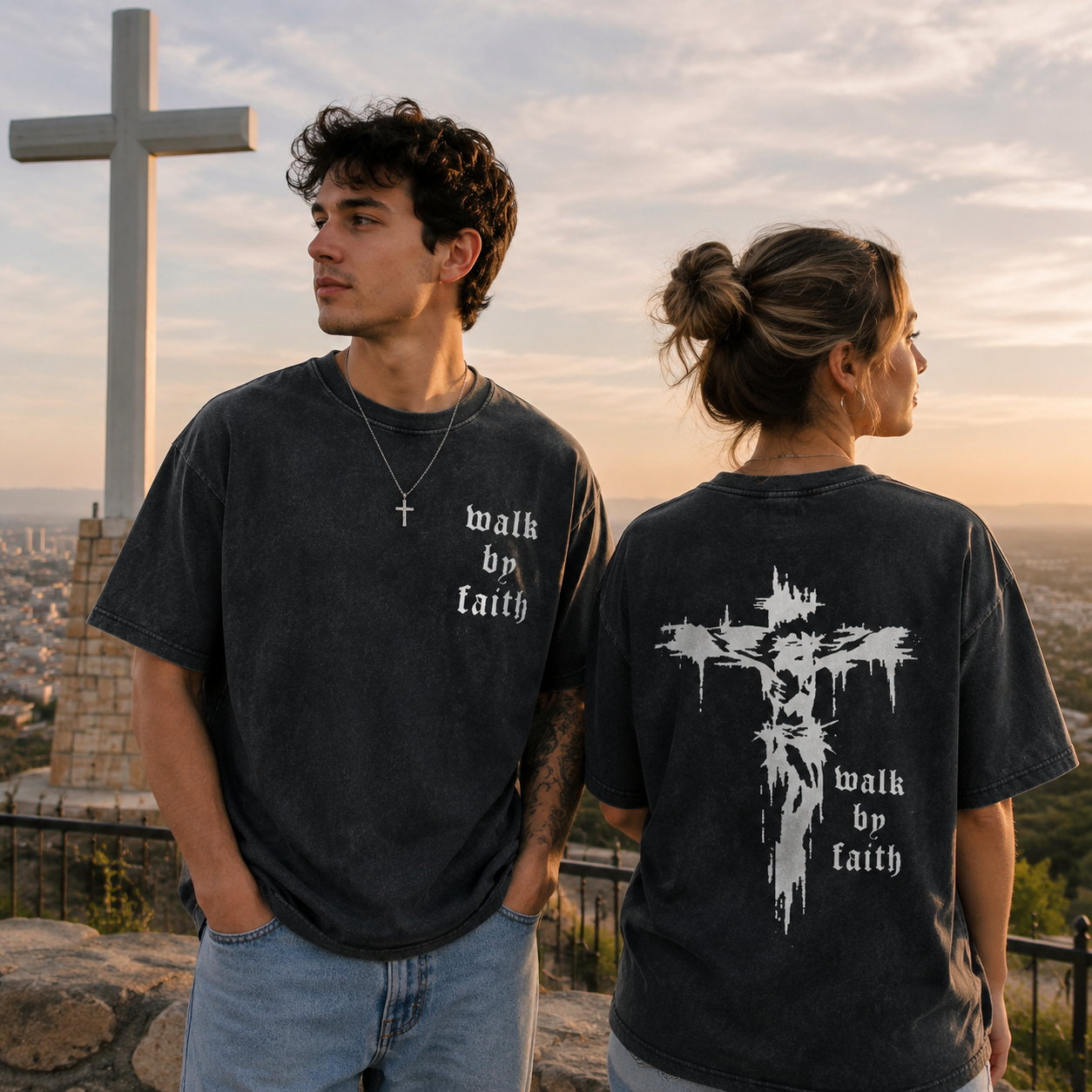  Jesus Pint Pattern Crew Neck T-Shirt