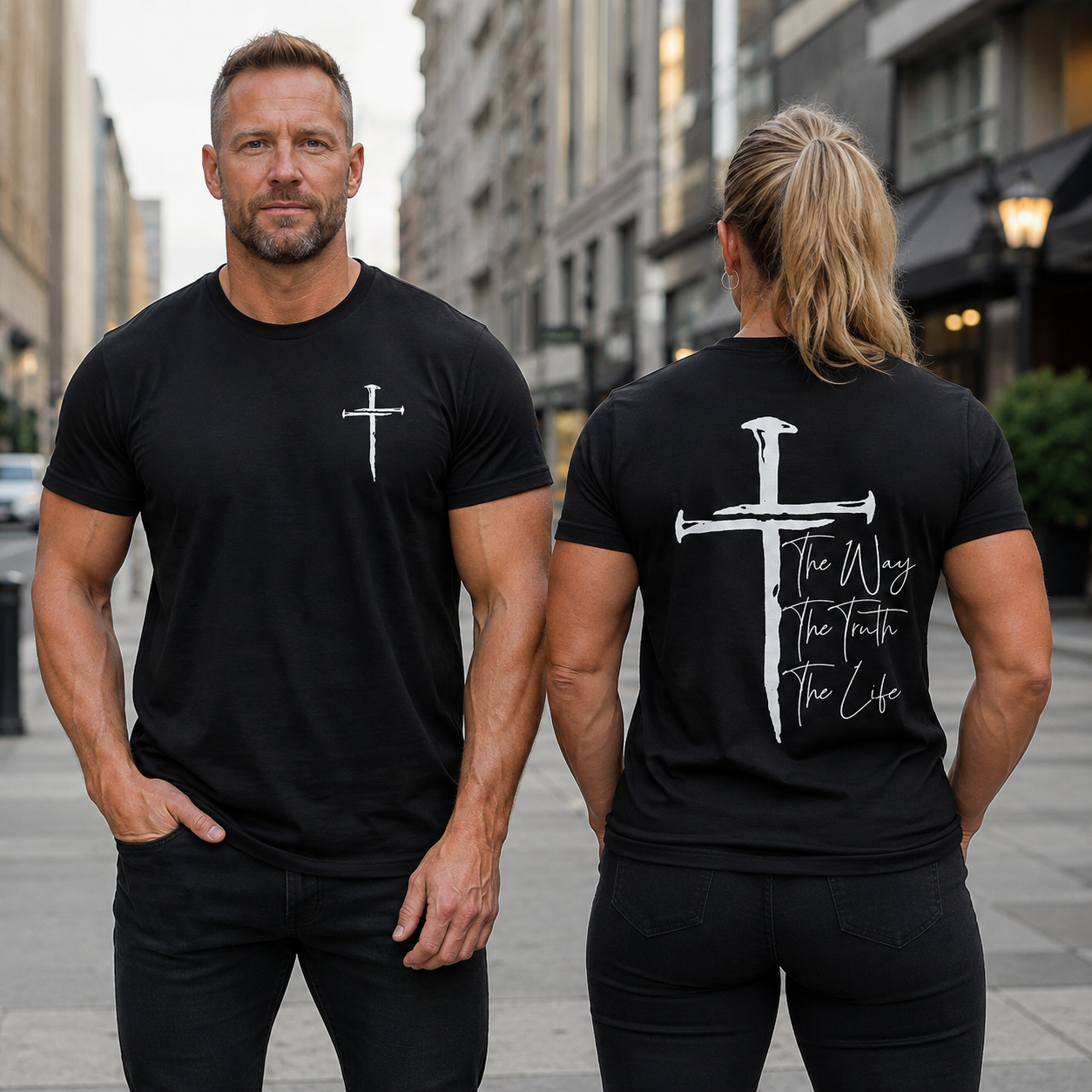 Jesus The Way The Truth The Faith Pattern Round-Neck T-Shirt