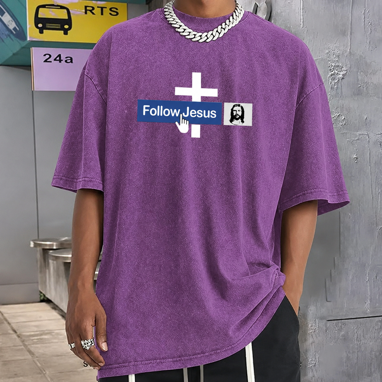 Follow Jesus Vintage Washed Cotton T-Shirt