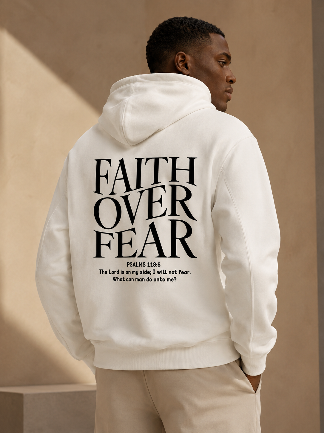 Faith Over Fear Pattern Printed Classics Hooded Sweatshirt