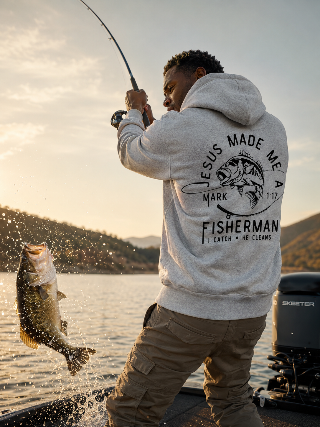 Jesus Made Me A Fisherman Pattern Classic Hoodie