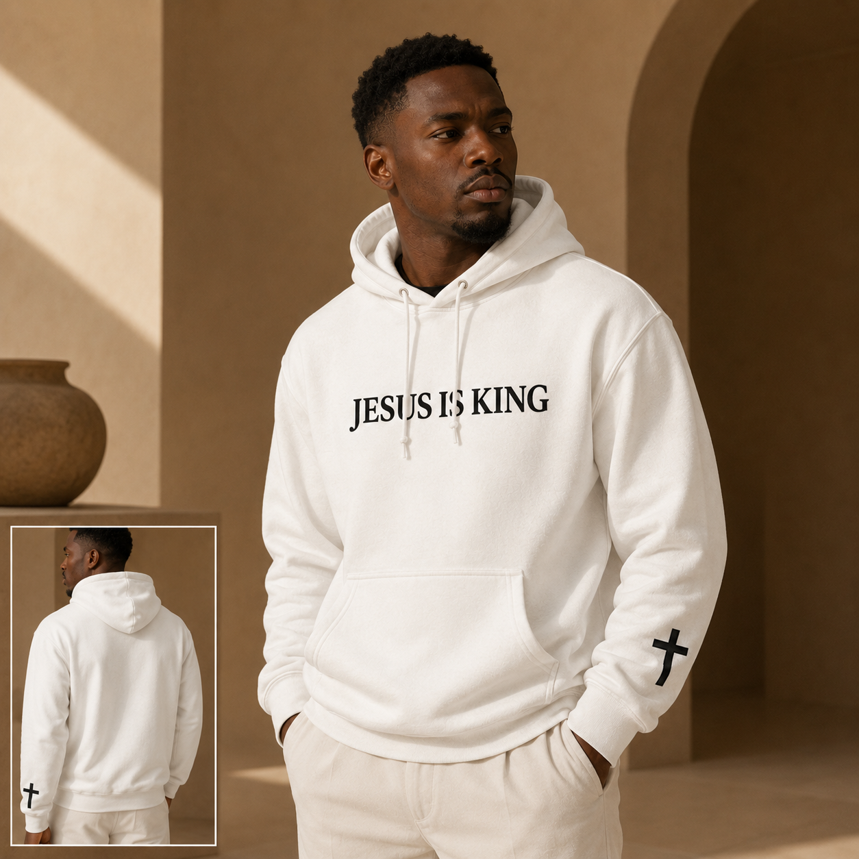Jesus is King Pattern 100% 300g Cotton Classic Hoodie