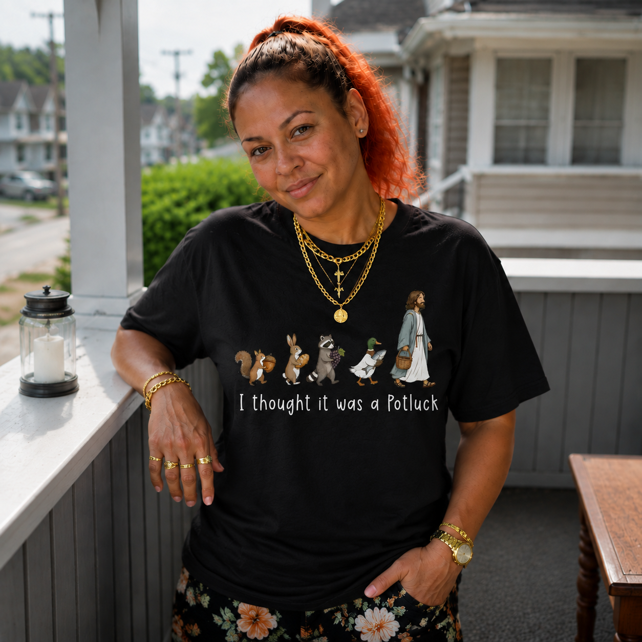 I Thought  It Was A Potluck  Pattern 100% Cotton T-Shirt