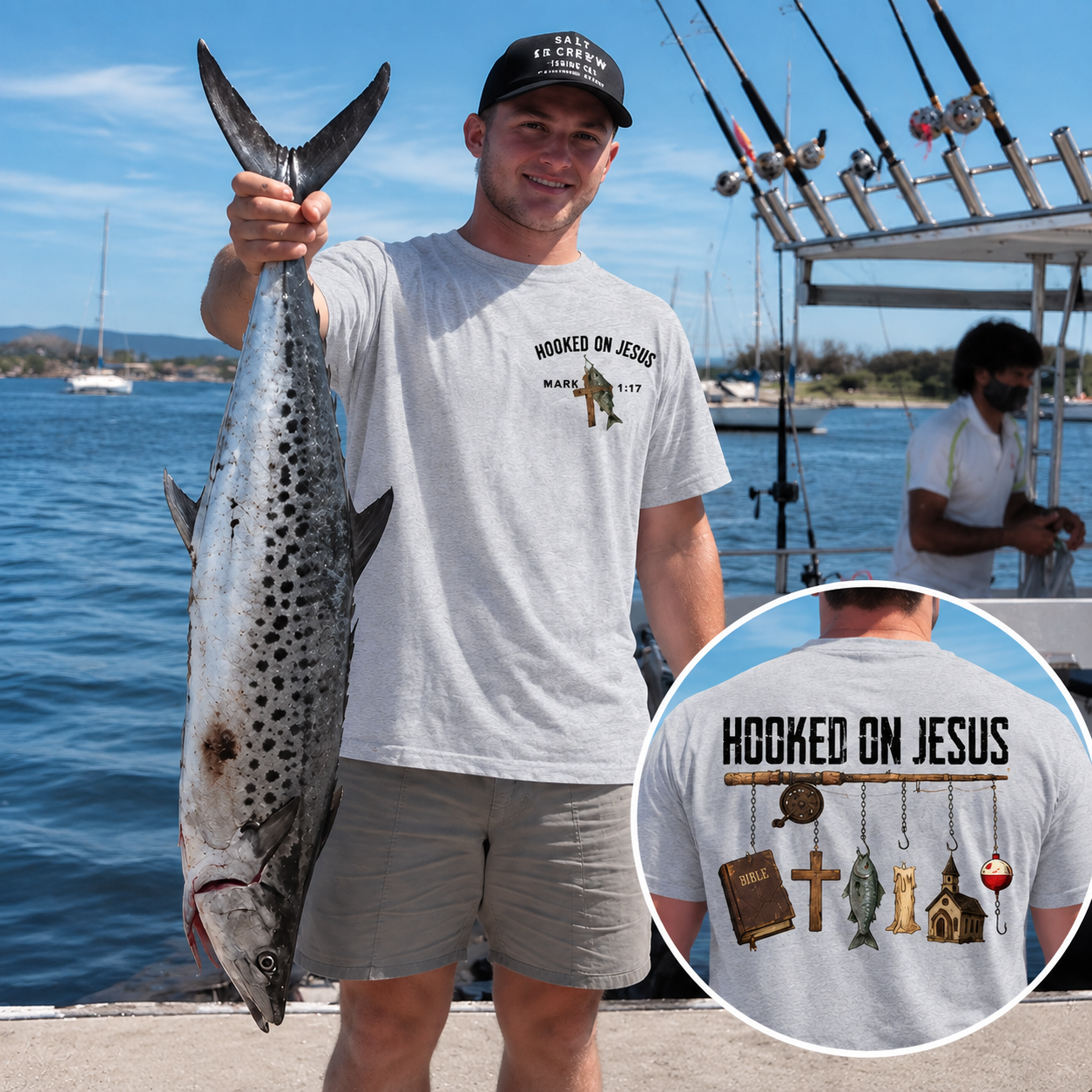 Hooked On Jesus Pattern 100% Cotton T-Shirt