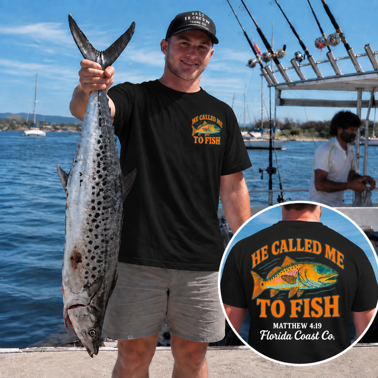 He Called Me To Fish Pattern 100% Cotton T-Shirt