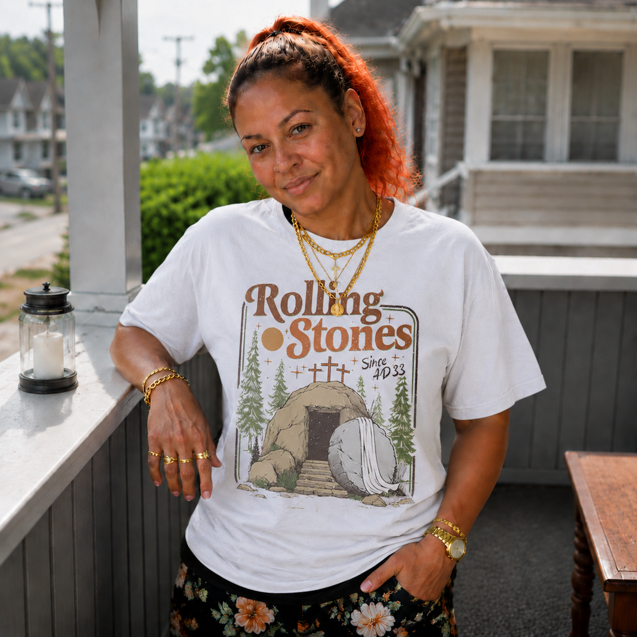 Rolling Stones Since AD 33 Funny Pattern Print Crew Neck T-Shirt