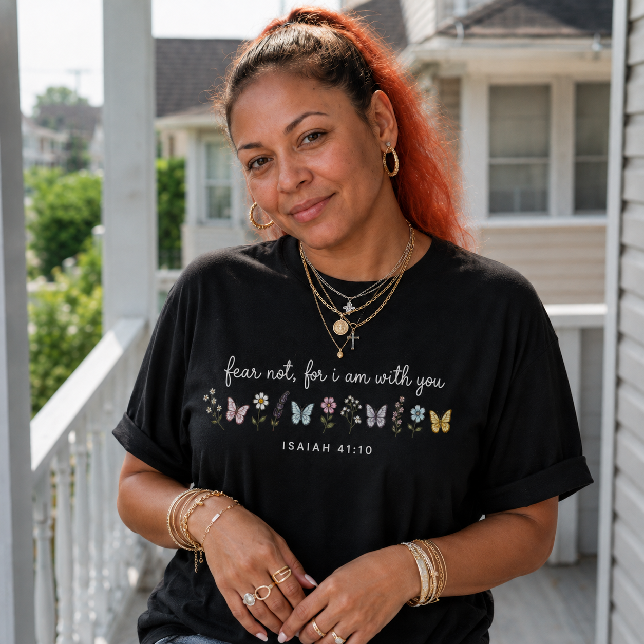 With You Pattern Round-Neck Cotton T-Shirt