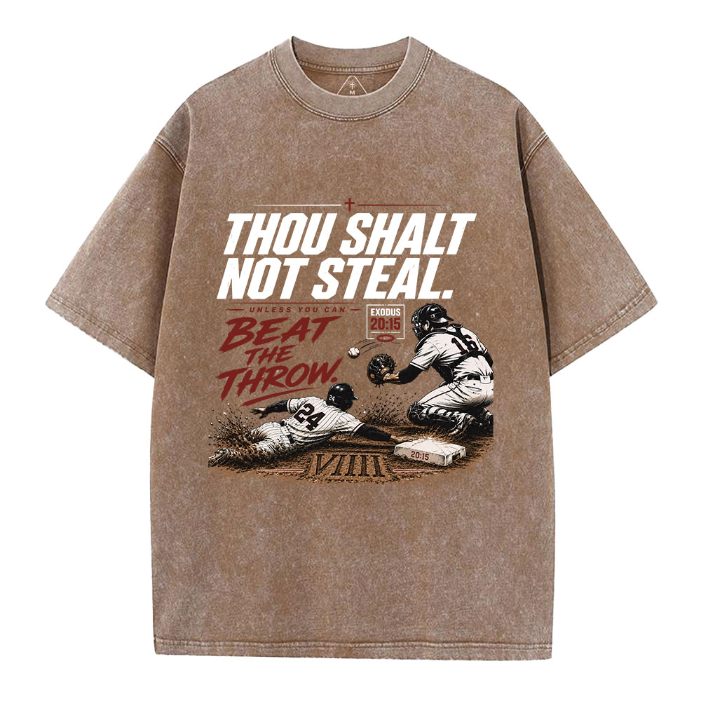 Thou Shalt Not Steal Christian Washed T-Shirt