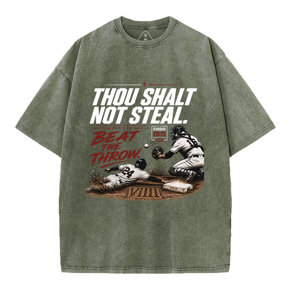 Thou Shalt Not Steal Christian Washed T-Shirt