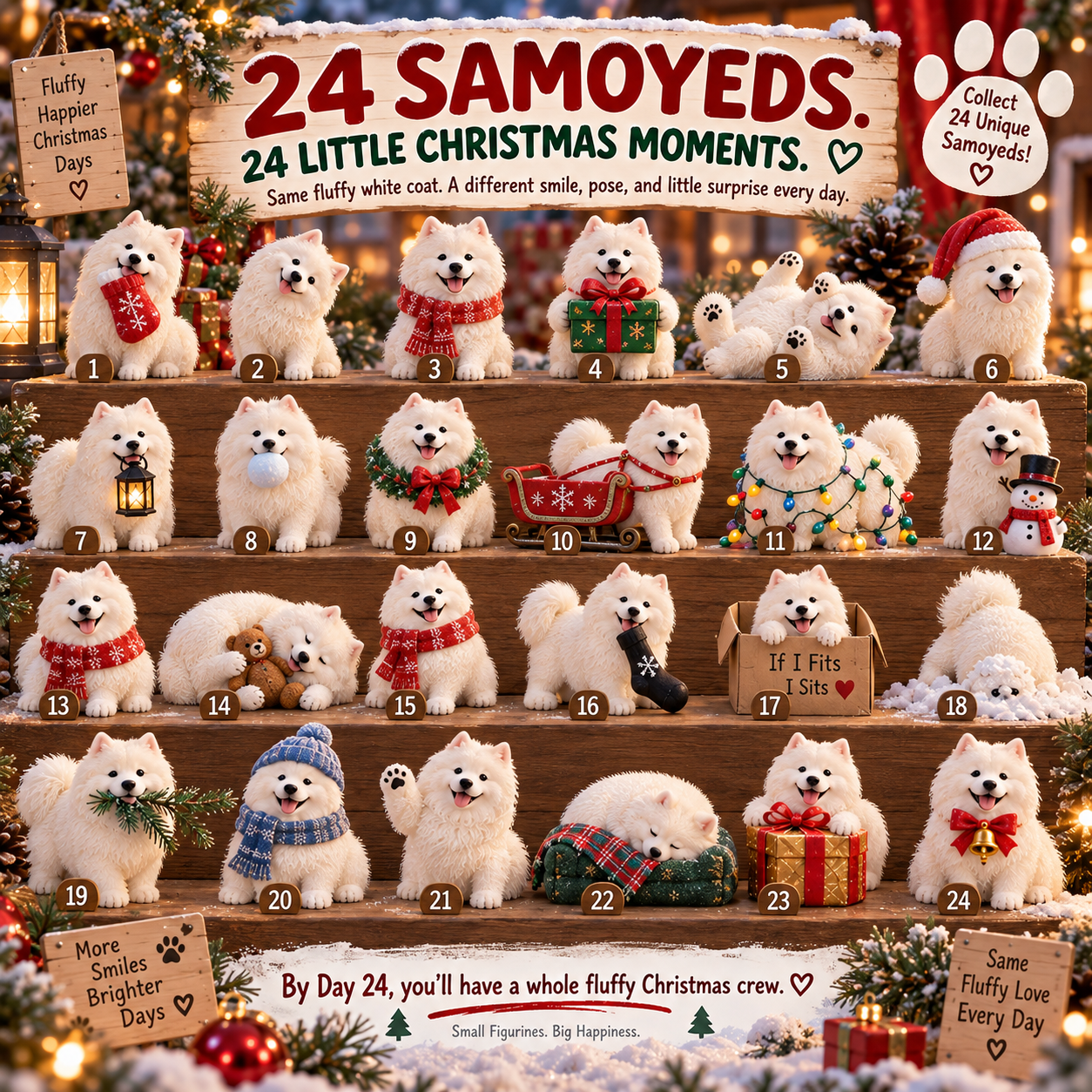 ❄24 Days of Samoyed Smiles — A Different Fluffy Christmas Moment Every Day 