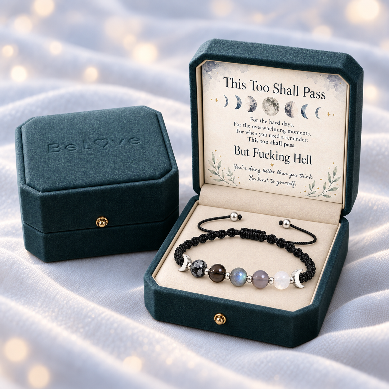 This Too Shall Pass Moon Phases Crystal Bracelet