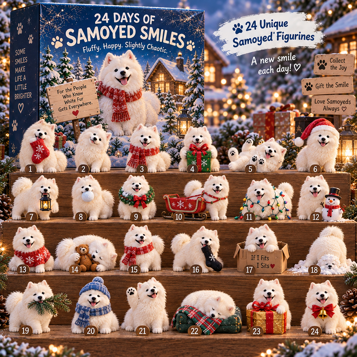 ❄24 Days of Samoyed Smiles — A Different Fluffy Christmas Moment Every Day 