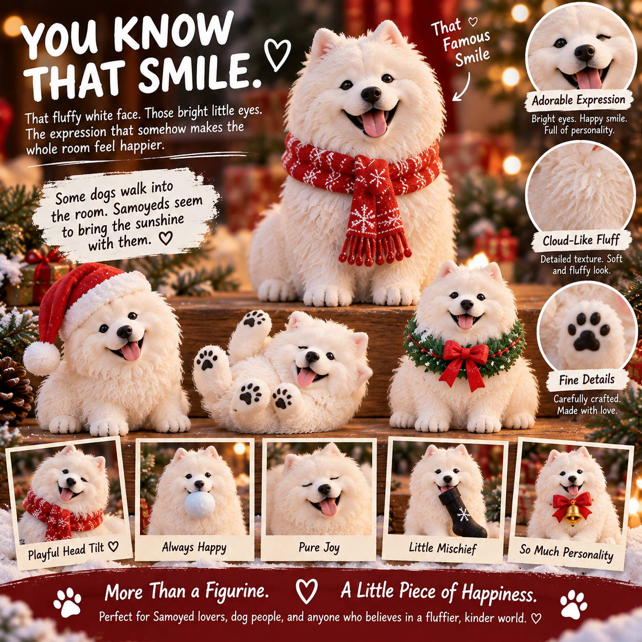 ❄24 Days of Samoyed Smiles — A Different Fluffy Christmas Moment Every Day 