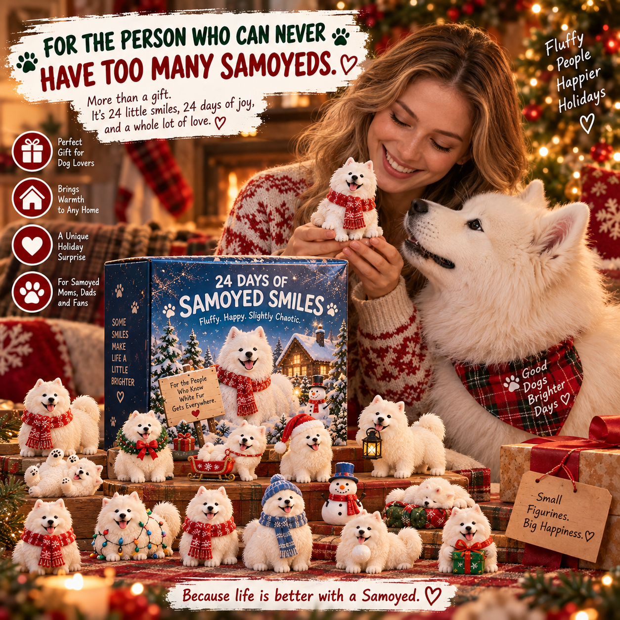❄24 Days of Samoyed Smiles — A Different Fluffy Christmas Moment Every Day 