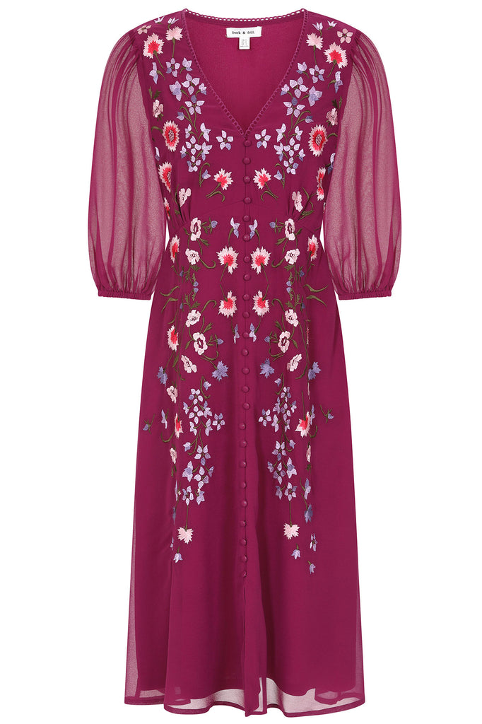 Floral Embroidered Midi Dress
