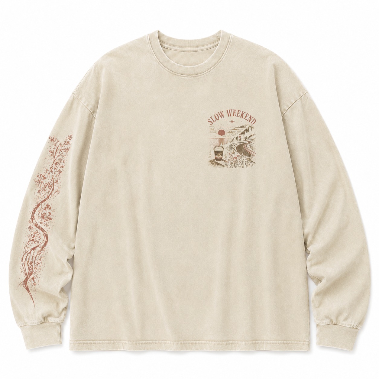 Slow Weekend Graphic Washed Long Sleeve Tee