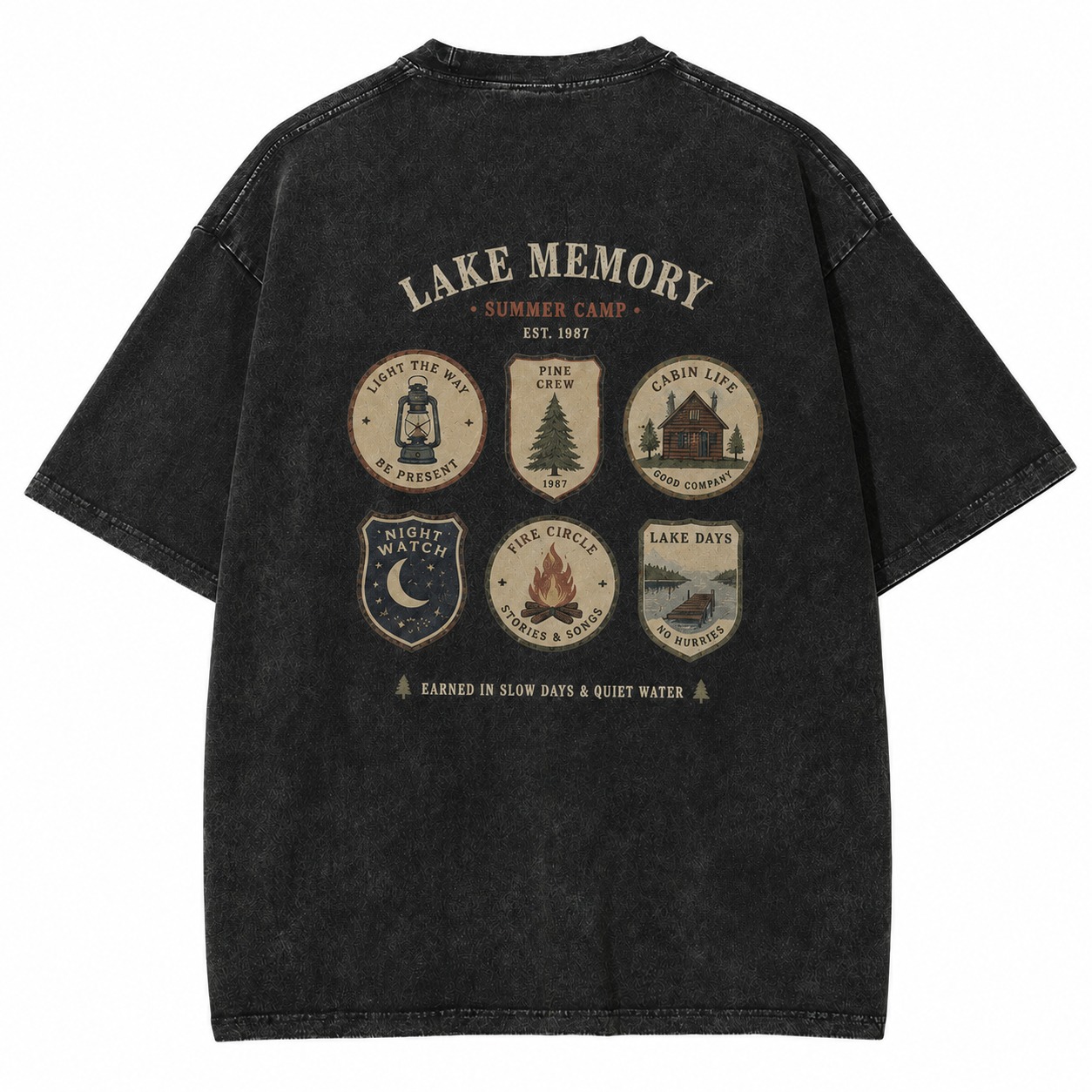 Lake Memory Summer Camp Badge Tee