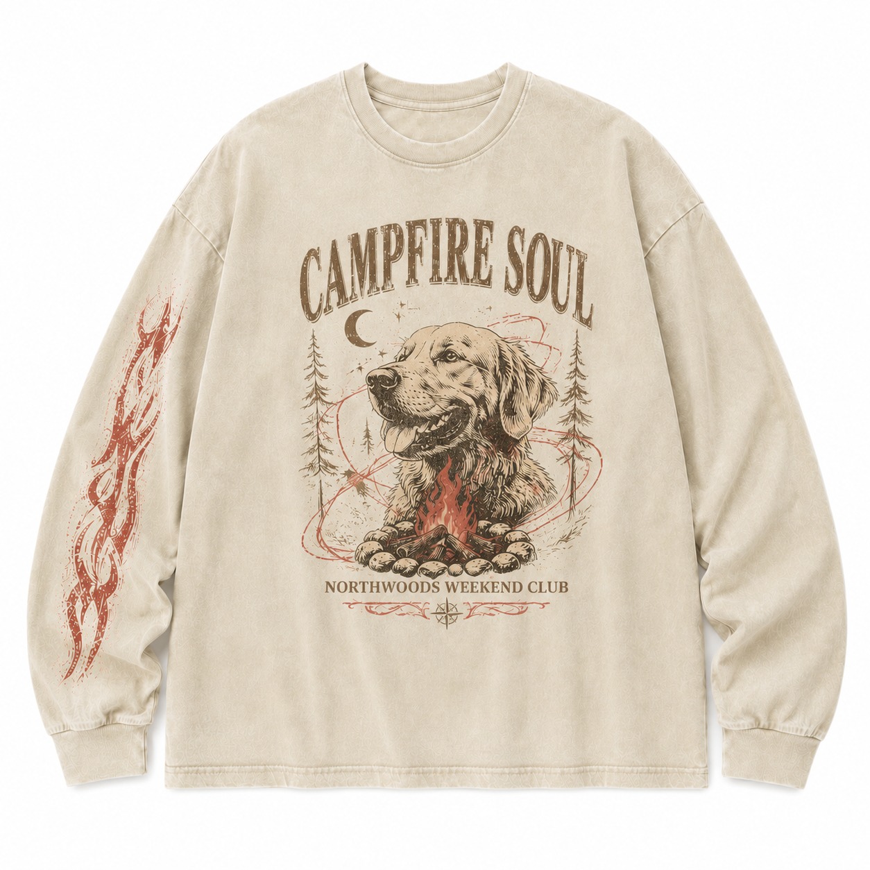 Campfire Soul Dog Graphic Washed Long Sleeve Tee