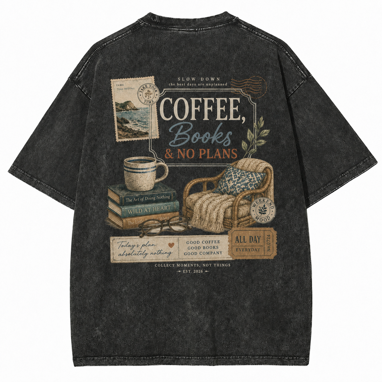 Coffee Books No Plans Tee