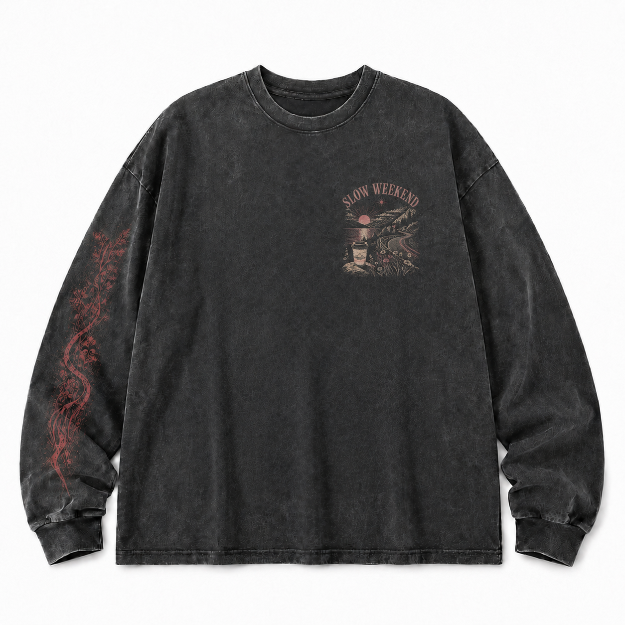 Slow Weekend Graphic Washed Long Sleeve Tee