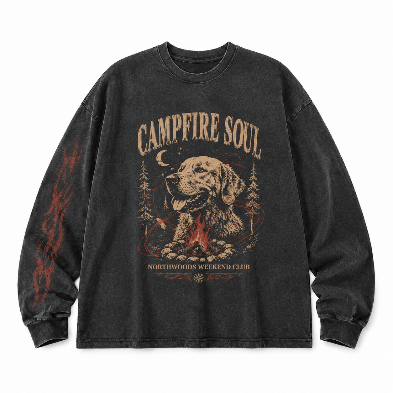 Campfire Soul Dog Graphic Washed Long Sleeve Tee