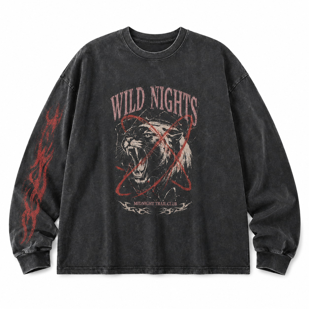 Wild Nights Washed Graphic Long Sleeve Shirt