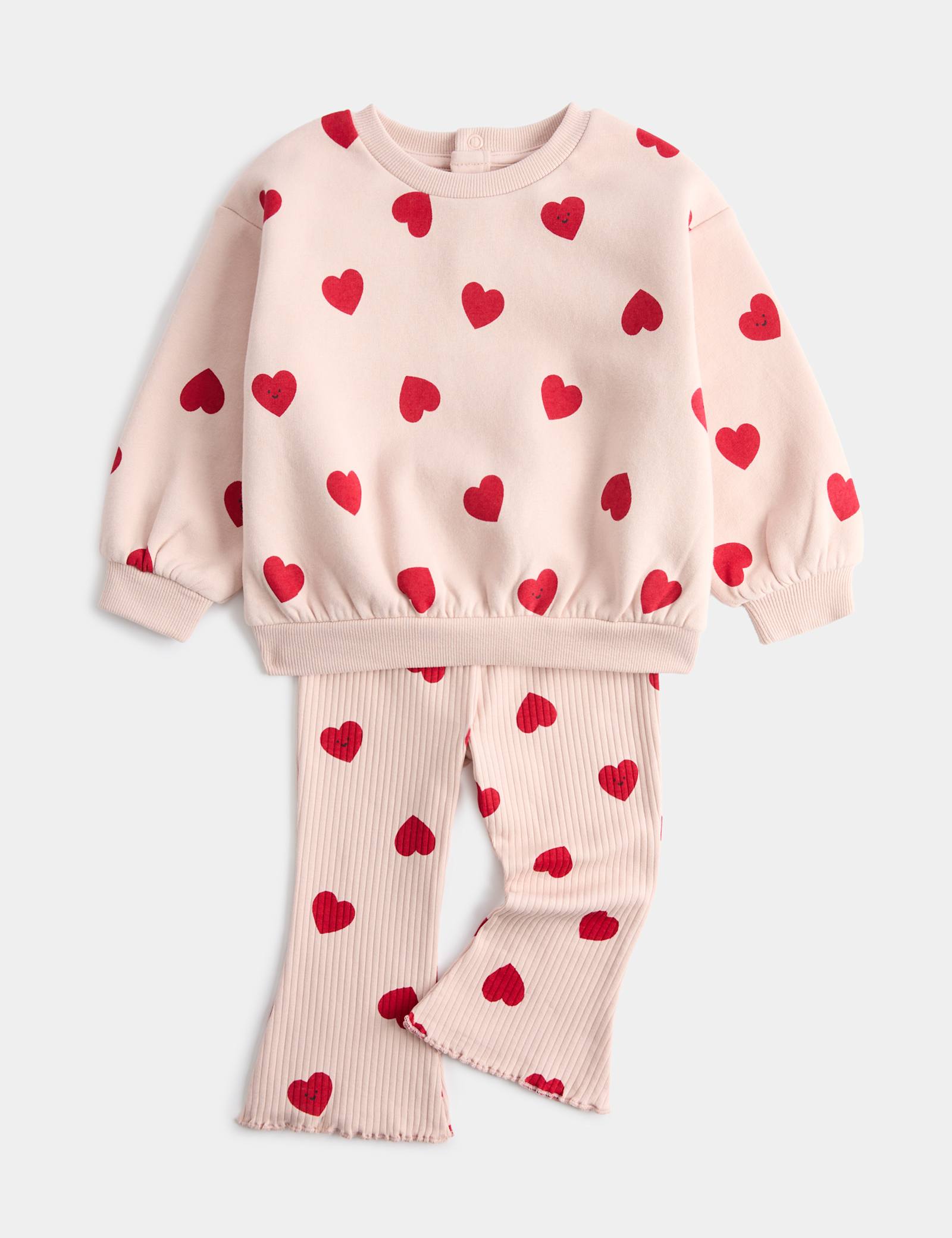 2pc Cotton Rich Heart Top & Bottom Outfit (0-6 Yrs) - PINK