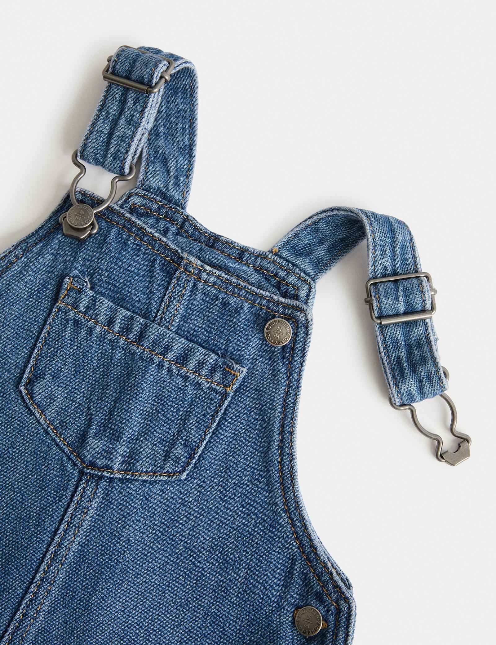 3 Piece Cotton Denim Pinny Outfit with Tights (0-3 Yrs) - DENIM