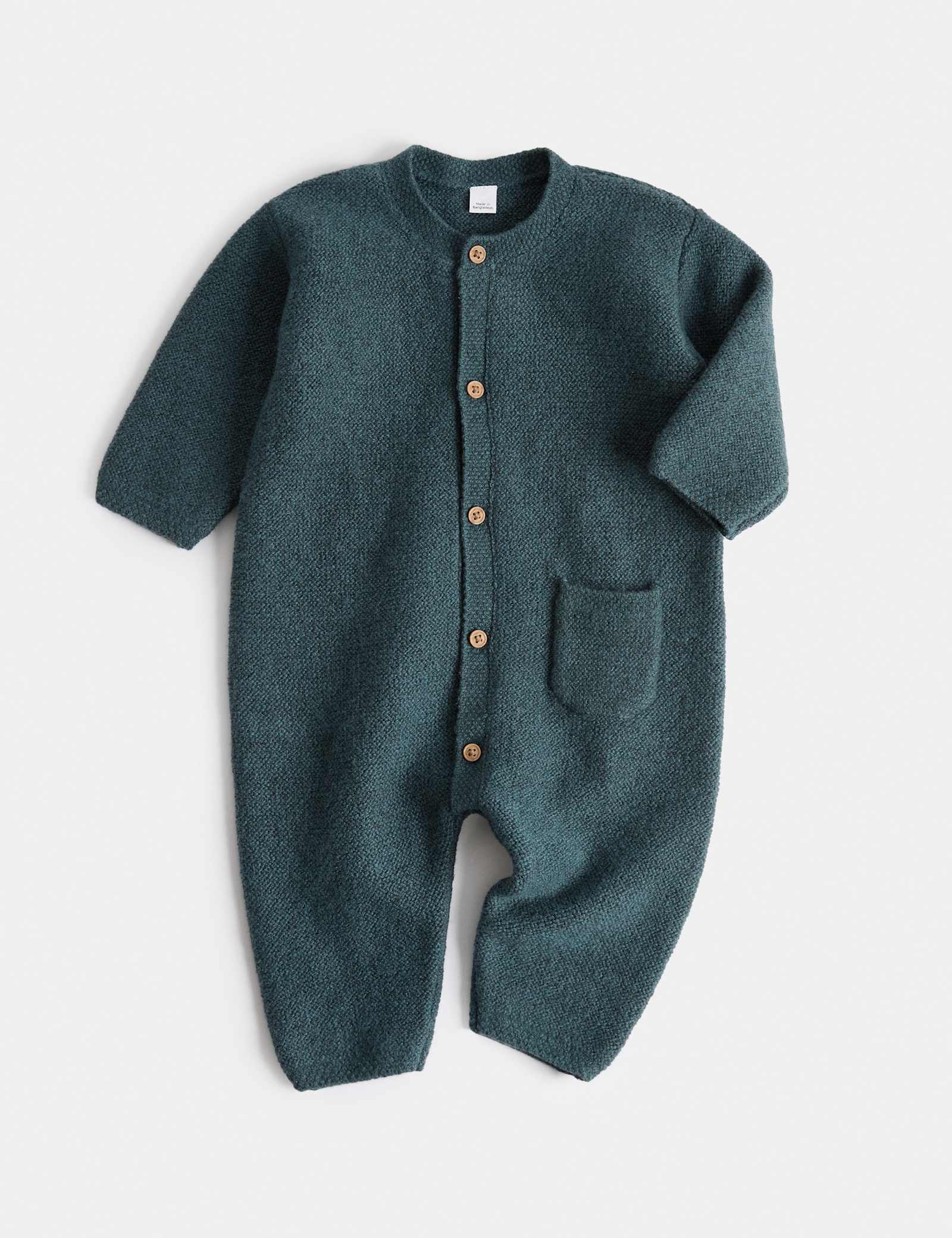 Cotton Rich Knitted All In One With Pocket (7lbs-1 Yrs) - DARK TURQUOISE
