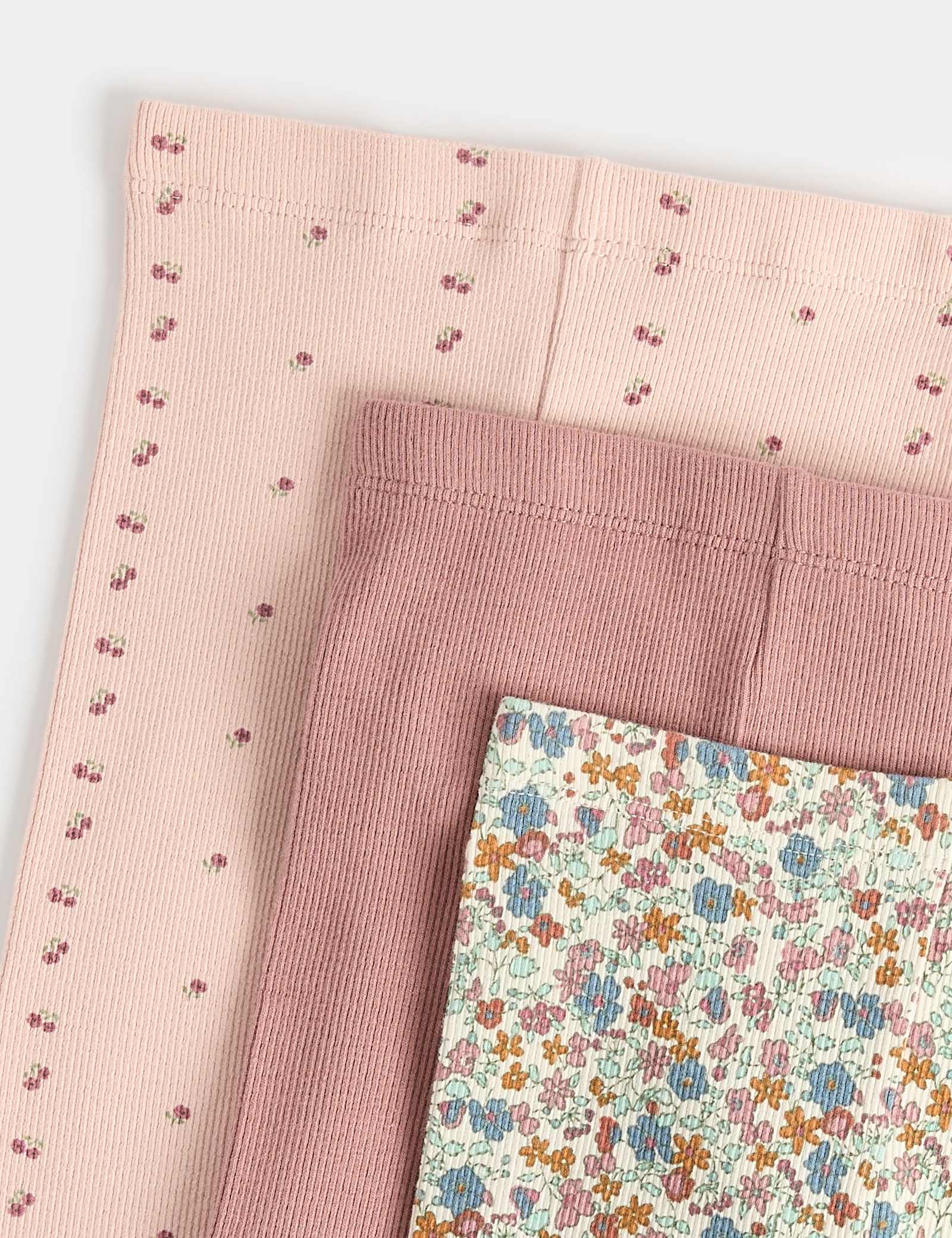 3 Pack Cotton Rich Jersey Floral Leggings (0-5 Yrs) - PINK MIX