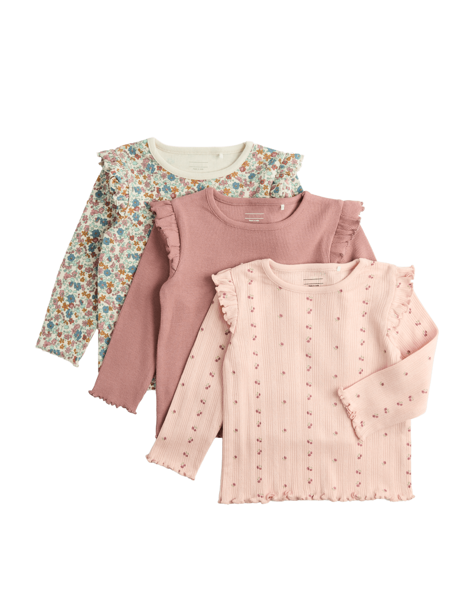 3 Pack Pure Cotton Jersey Floral Tops (0-5 Yrs)