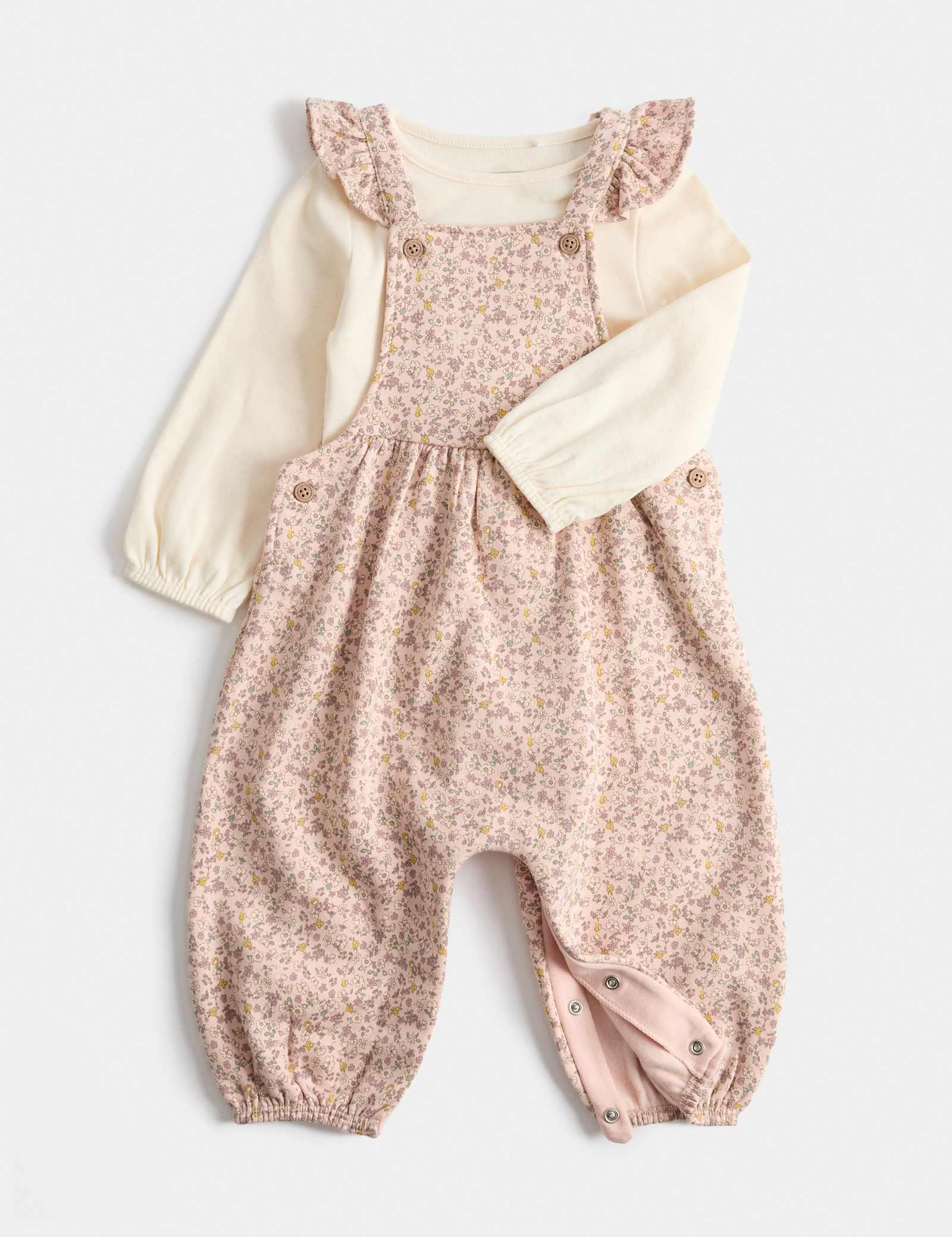 2 Piece Cotton Rich Ditsy Floral Dungarees (0-3 Yrs)