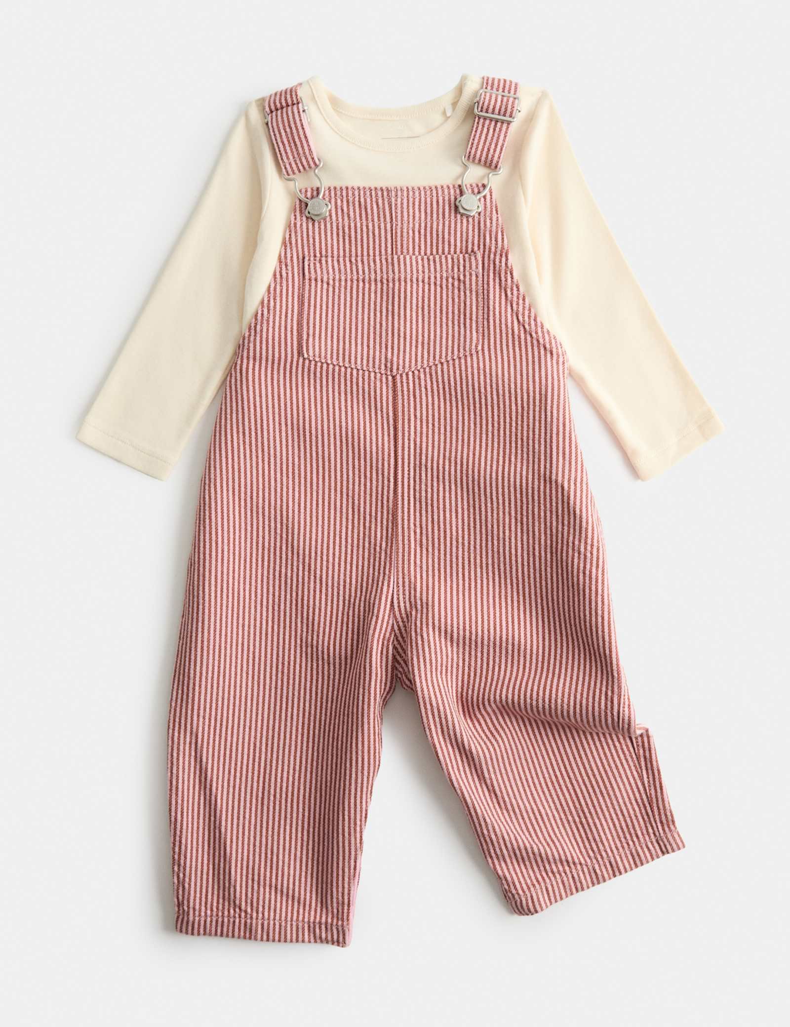 Pure Cotton Ticking Stripe Dungaree Outfit (0-3 Yrs)