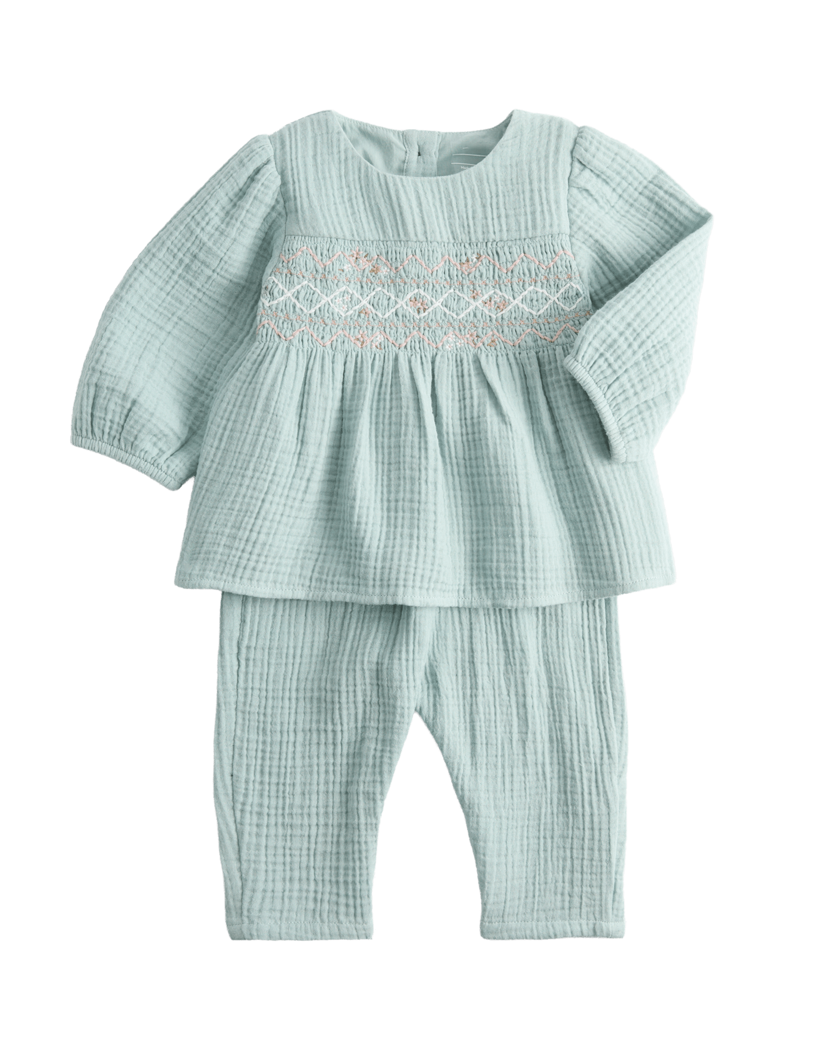 2 Piece Pure Cotton Woven Smocked Outfit (0-24 Mths)