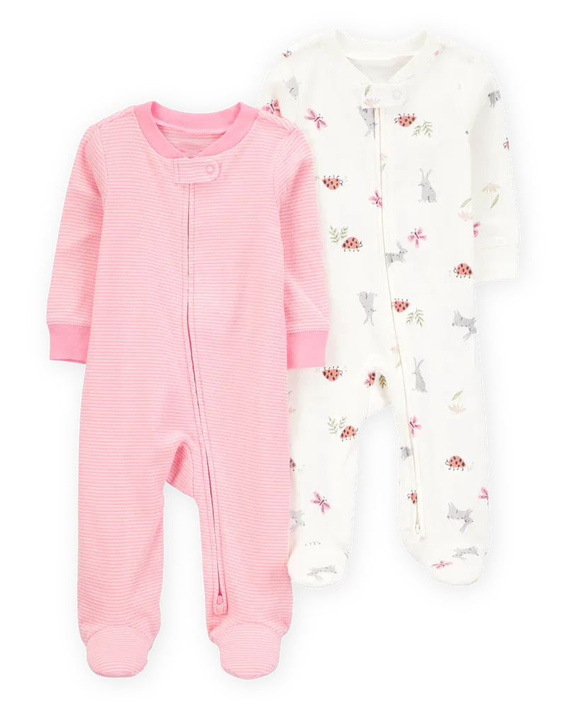 Baby 2-Pack Print 2-Way Zip Cotton Sleep and Play
