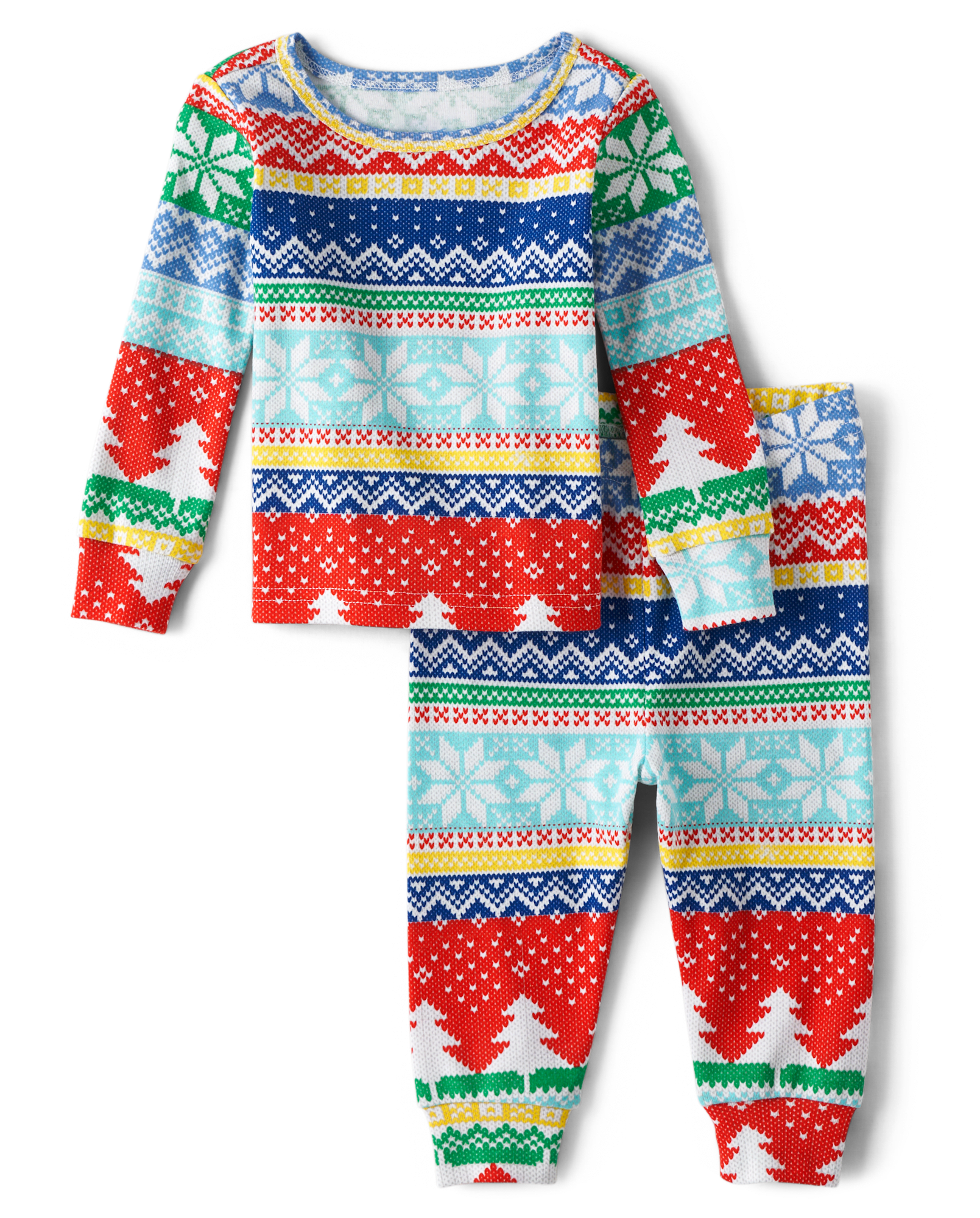 Baby And Toddler Matching Family Christmas Long Sleeve Fairisle Snug Fit Cotton Pajamas