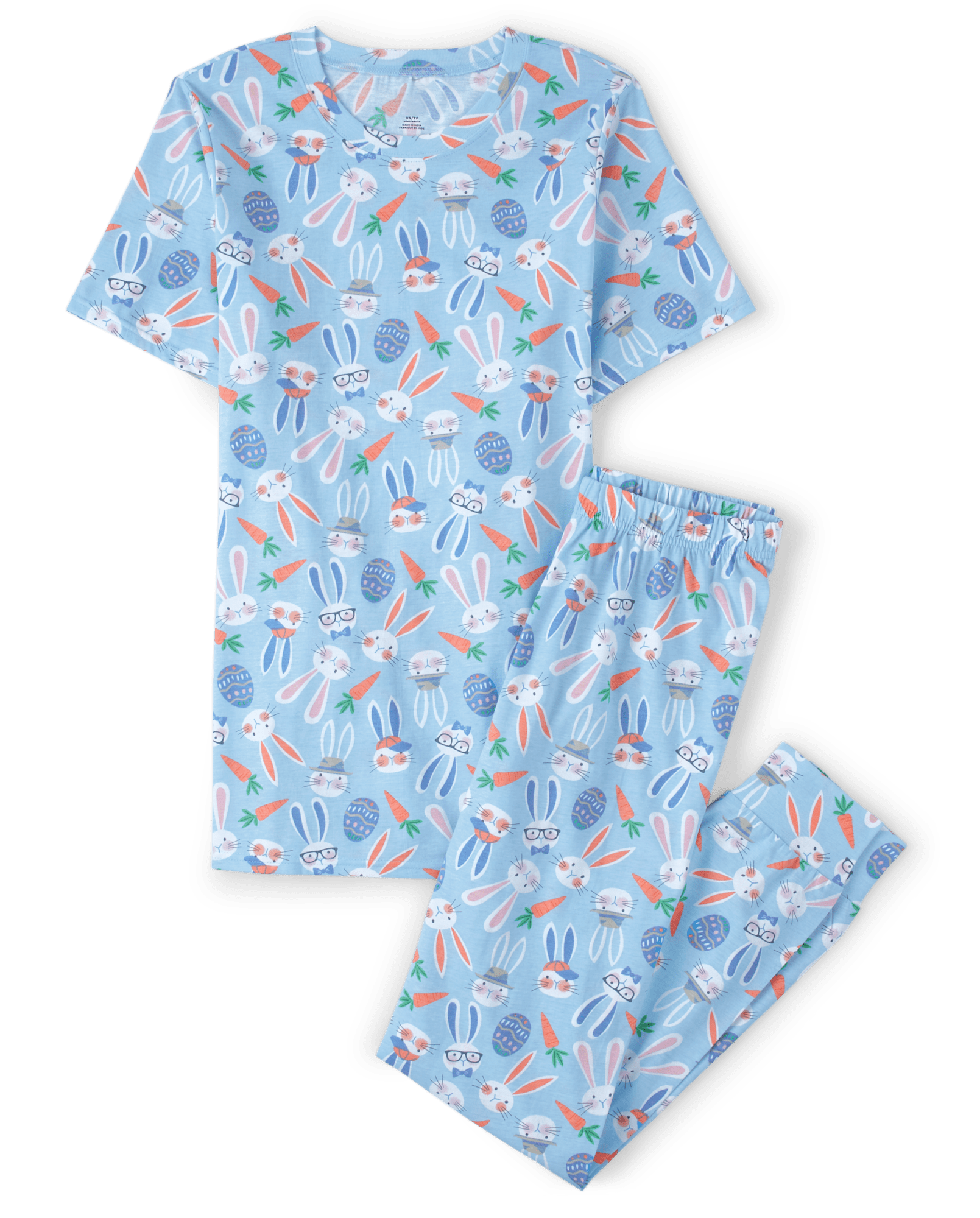 Mens Matching Family Short Sleeve Easter Bunny Cotton Pajamas