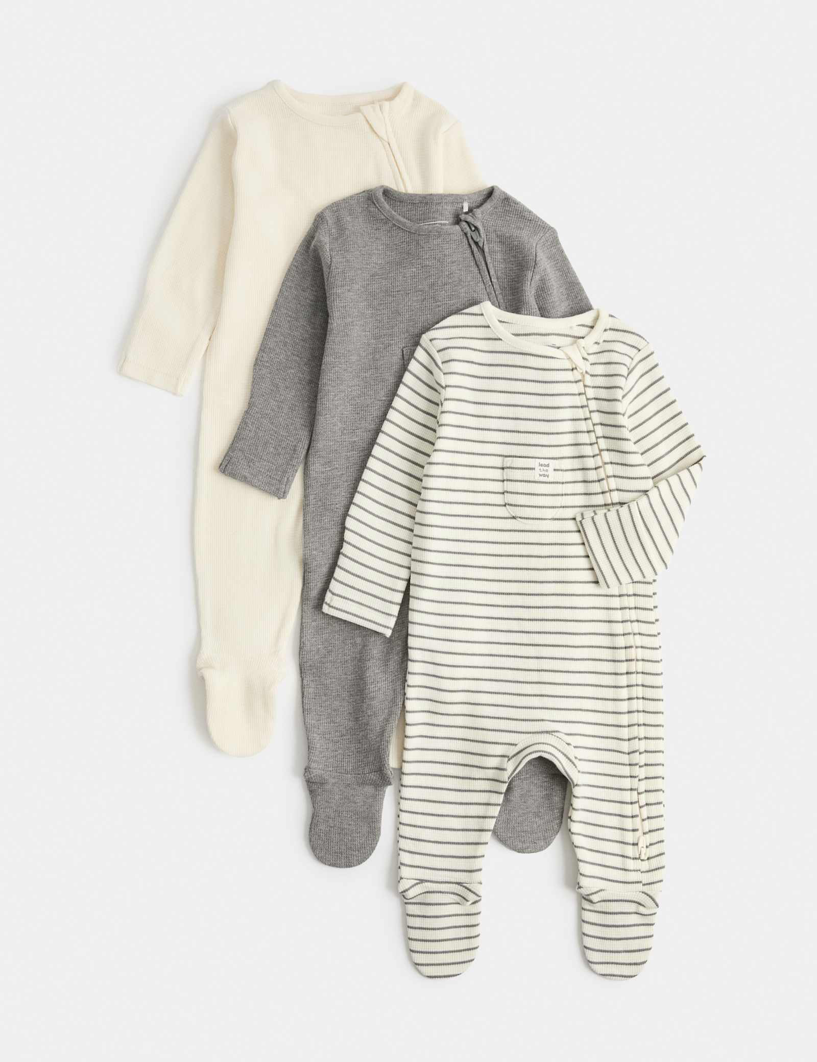 3 Pack Pure Cotton Waffle Sleepsuits (7lbs-3 Yrs)