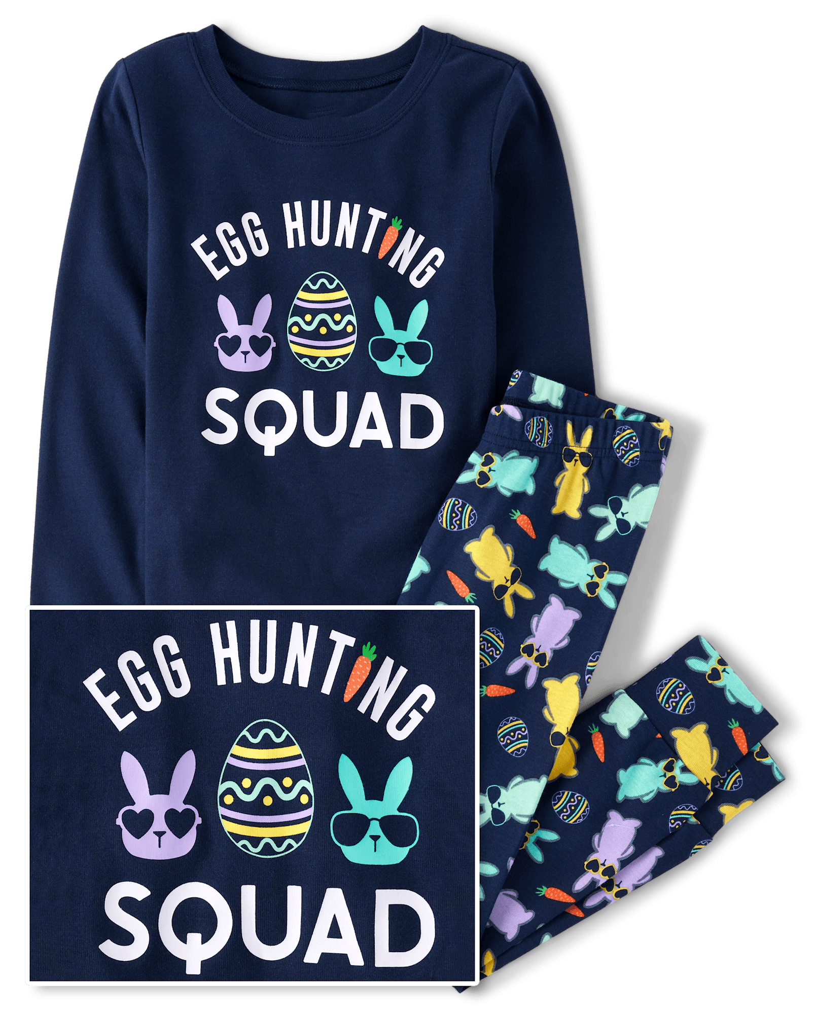 Boys Matching Family Easter Long Sleeve Egg Hunting Squad Snug Fit Cotton Pajamas