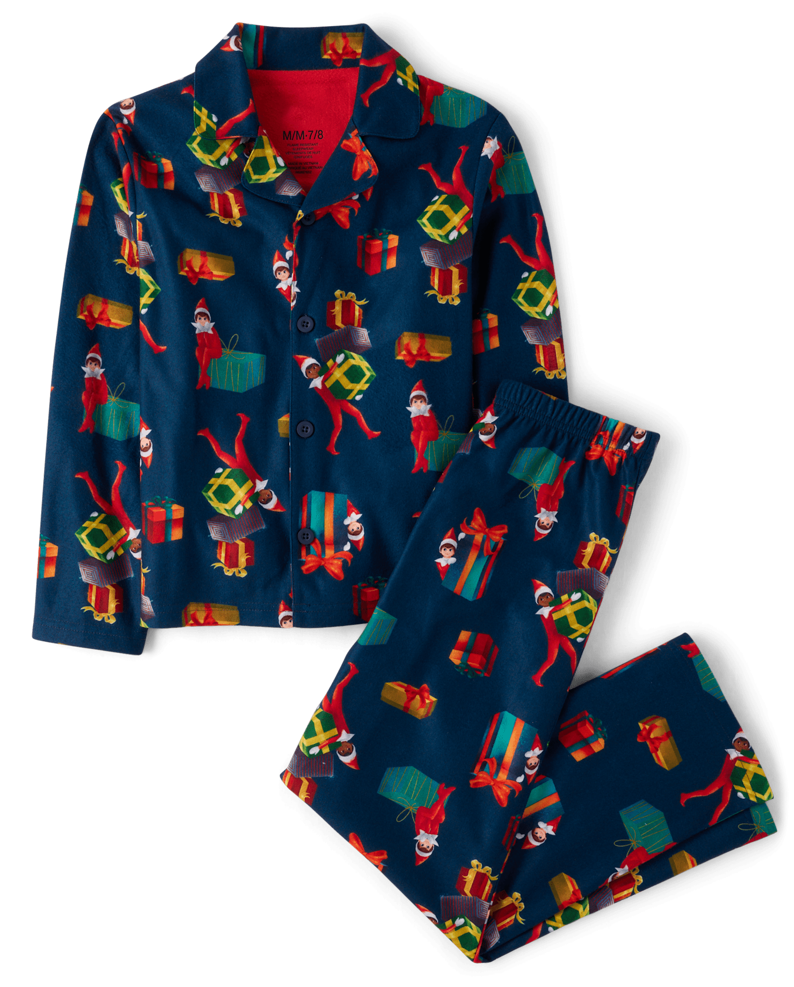 Kids Matching Family Long Sleeve The Elf On The Shelf Button Front Pajamas