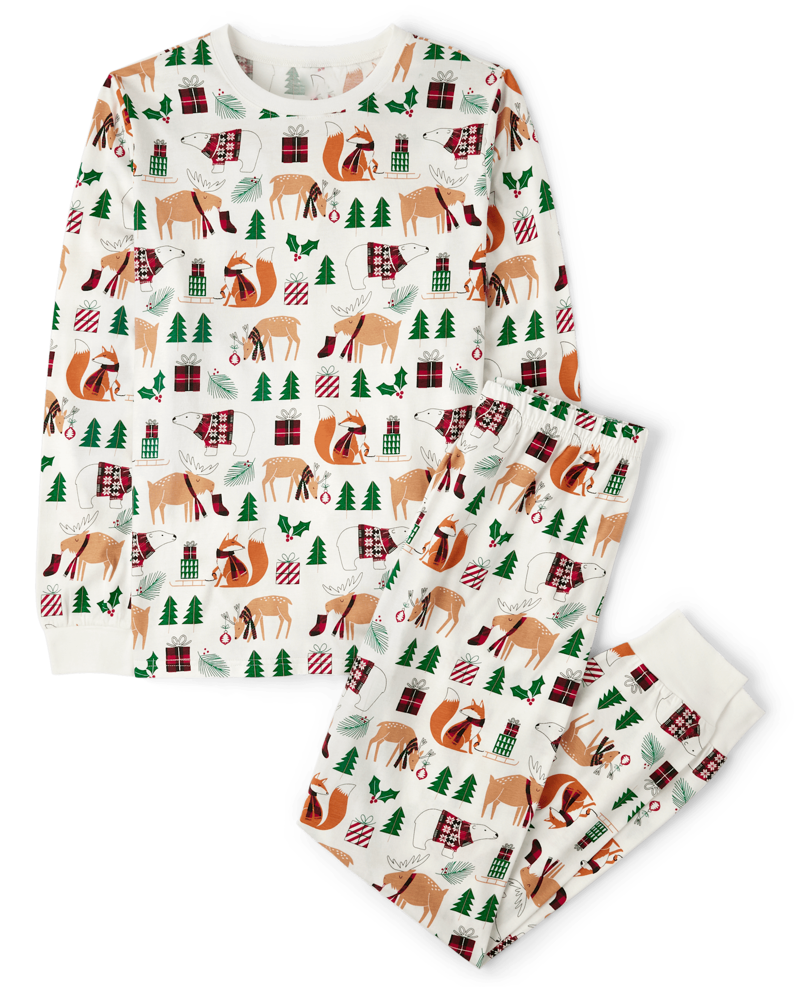 Adult Matching Family Christmas Long Sleeve Animal Cotton Pajamas