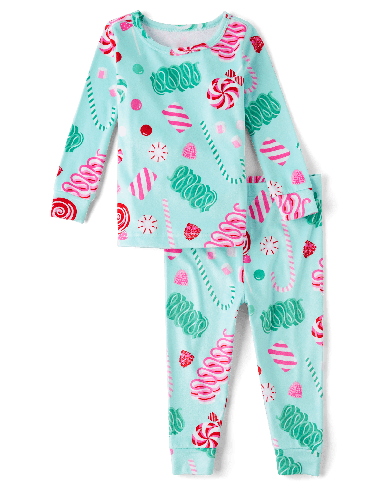 Baby And Toddler Girls Long Sleeve Holiday Gummy Velour Pajamas