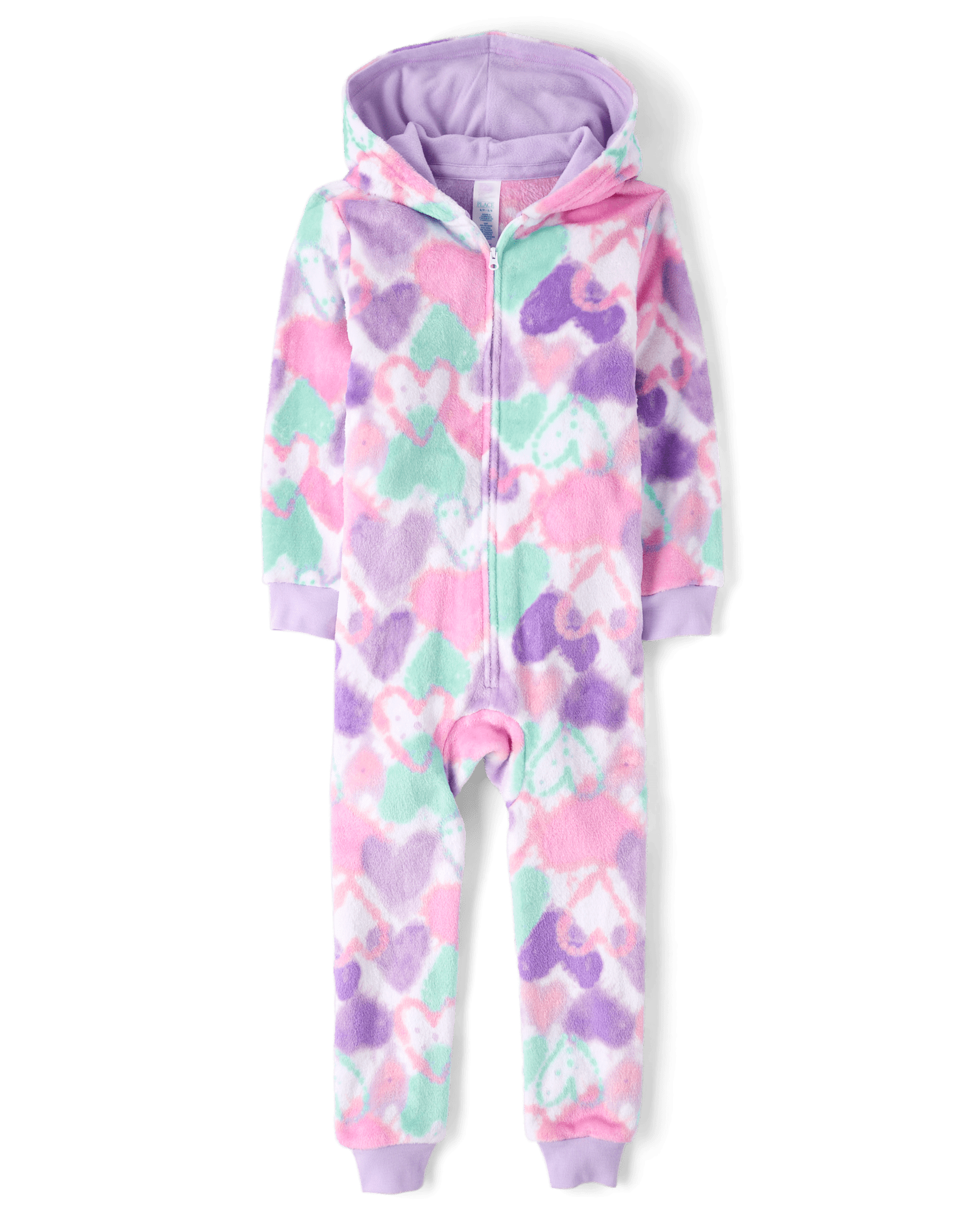 Girls Long Sleeve Tie Dye Unicorn Print Fleece One Piece Pajamas