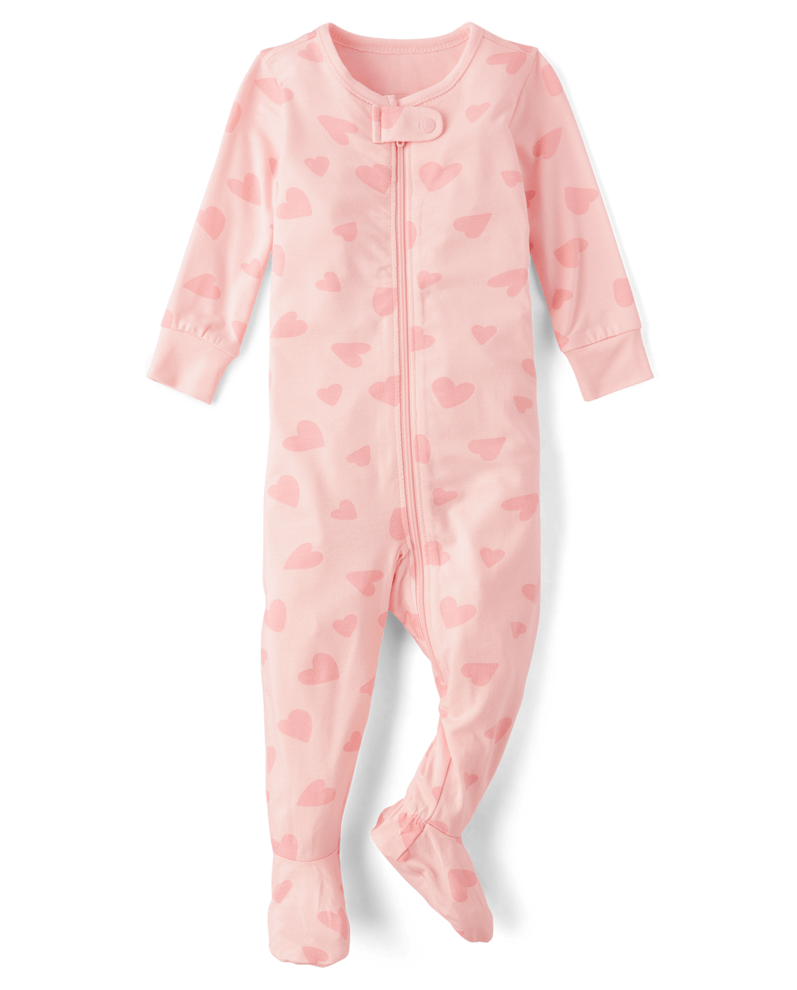 Baby And Toddler Boys Long Sleeve Heart Footed One Piece Pajamas