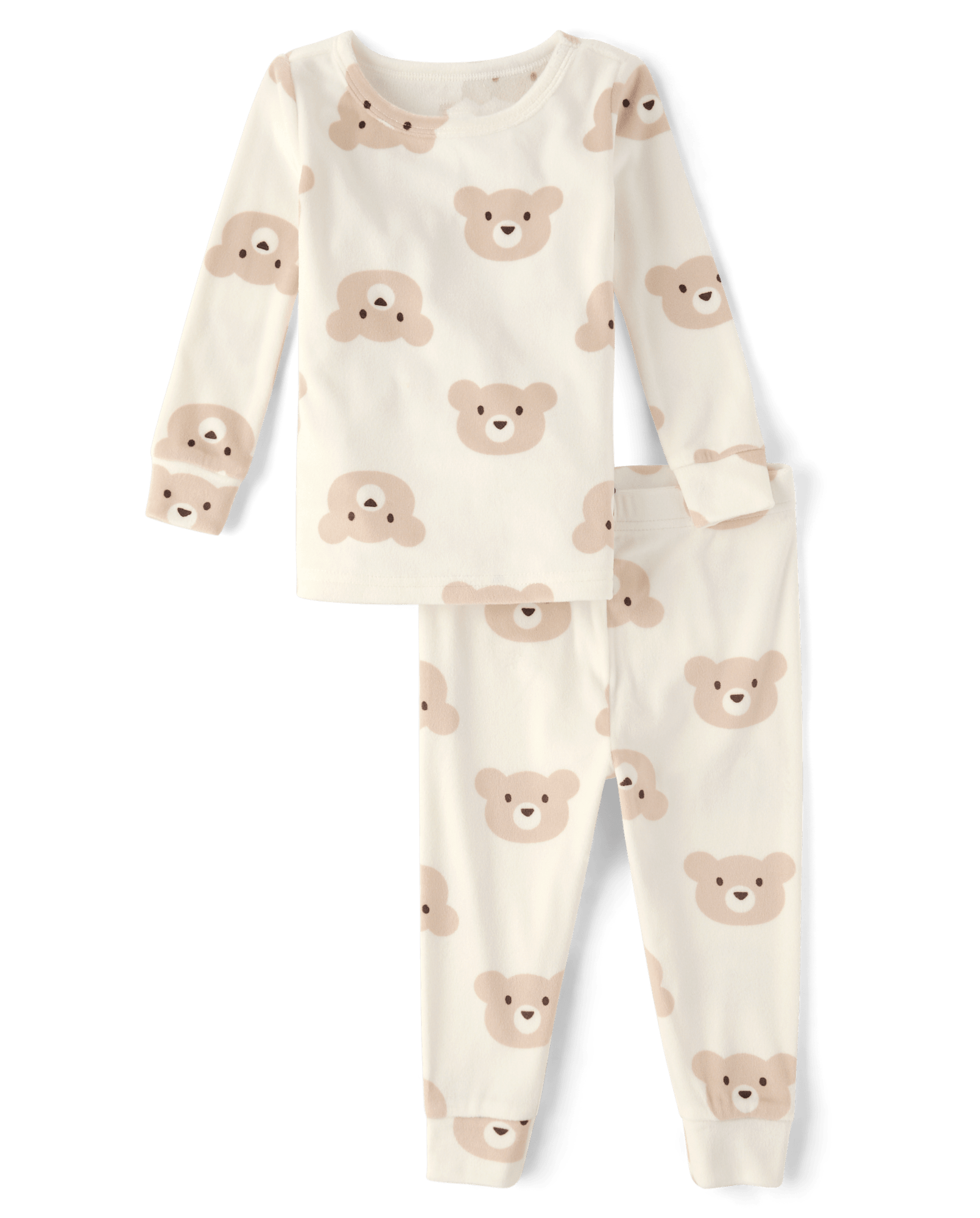 Baby And Toddler Girls Long Sleeve Bear Velour Pajamas