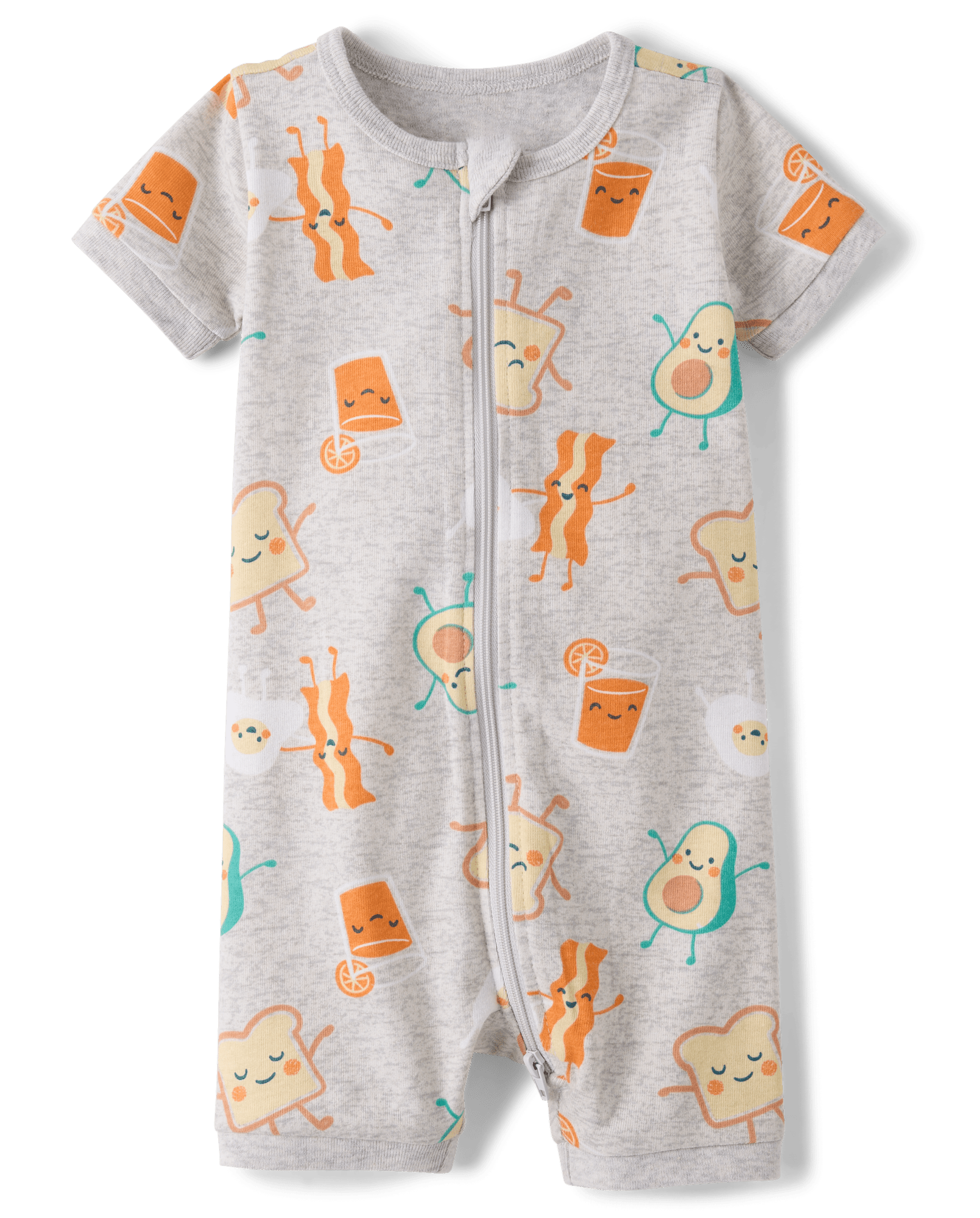 Baby And Toddler Short Sleeve Breakfast Snug Fit Cotton Cropped One Piece Pajamas