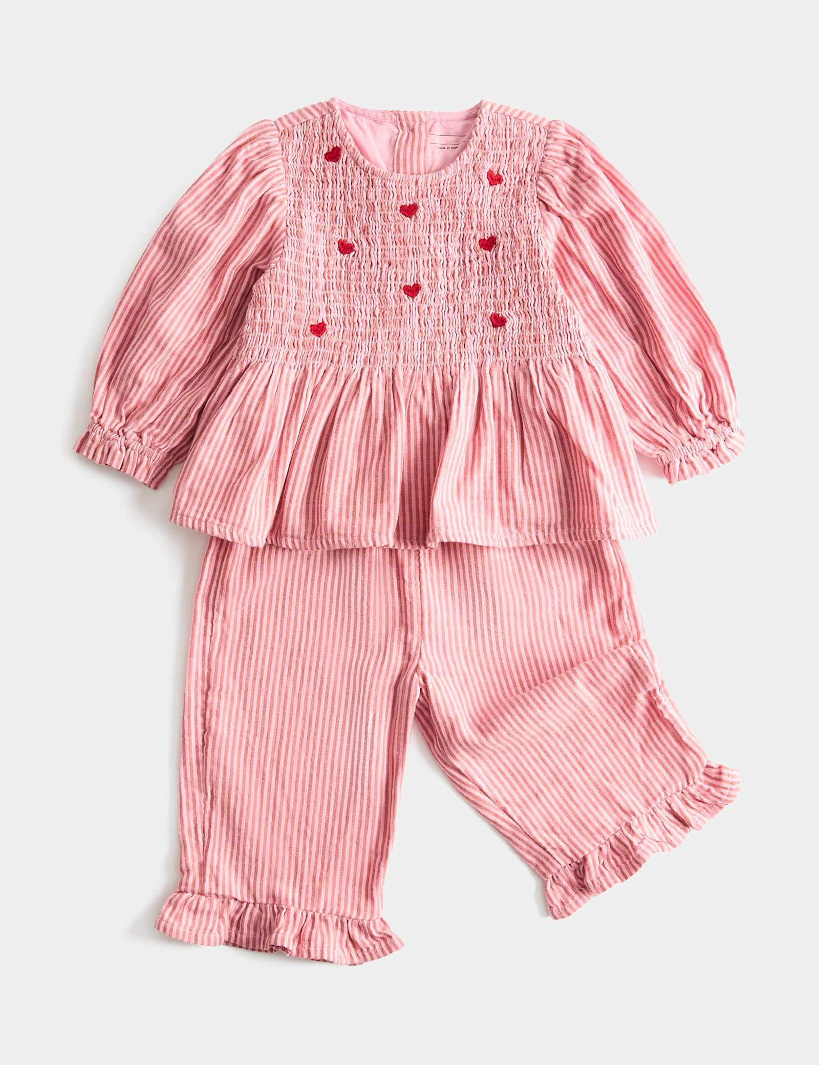2 Piece Pure Cotton Heart Stripe Outfit (0-5 Yrs)