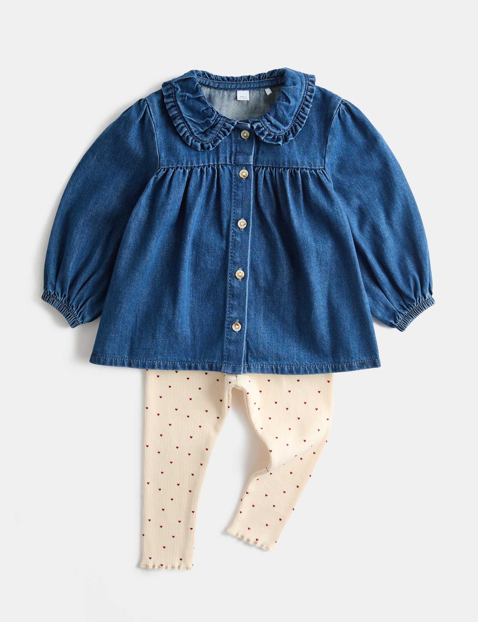 2 Piece Denim Blouse & Leggings Outfit (0-5 Yrs) - DENIM MIX